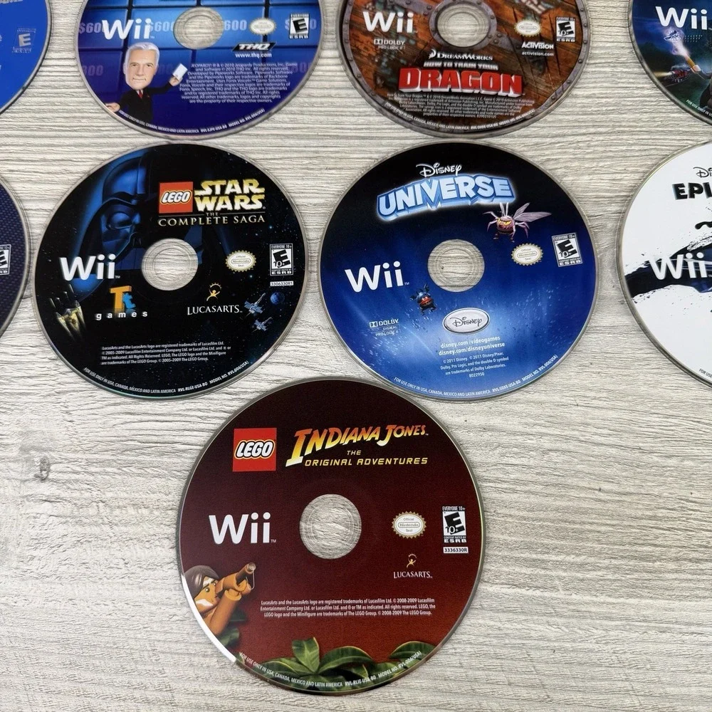 Nintendo Wii - Lot of 9 - Disc Only! Tested Working